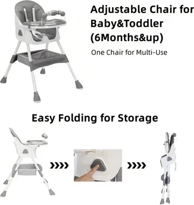 Immagine prodotto di Seggiolino per bambini - Seggiolino per neonati - Seggiolino per bambini - Seggiolino alimentario per bambini - Seggiolino per bambini da utilizzare a tavola - Pieghevole - Regolabile