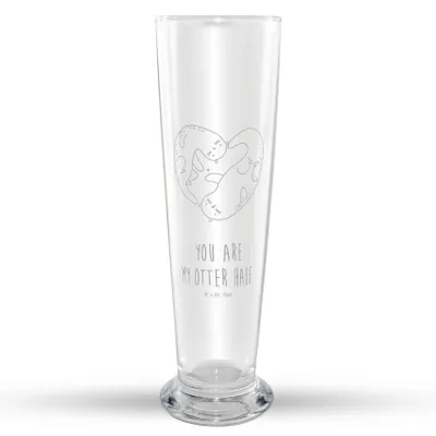 Produktbild von Mr. & Mrs. Panda Bierglas Otter Herz - Transparent - Geschenk, Weizen Glas, Hochzeitstag, Liebe, Weißbierglas, Bier, Mr Mrs Weizenglas, Weizenbier