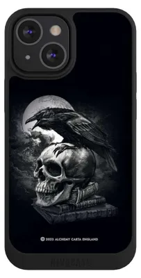 Produktbild von NIVOCASE Handyhülle für Apple iPhone 13 Mini Hülle NIVOpure Case Schwarz Rabe Schädel Totenköpfe