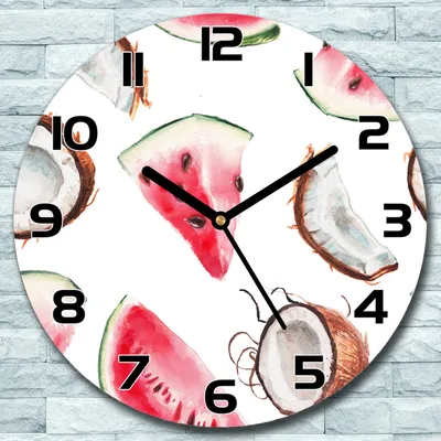 Produktbild von Wanduhr aus Glas Rund fi 30 Exotische Früchte Quarz Deko Schlafzimmer Büro