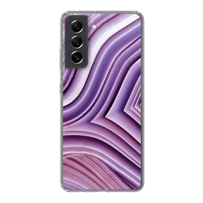 Produktbild von MuchoWow® Handyhülle Schutzhülle Hülle für Samsung Galaxy S21 FE Naturstein - Nahaufnahme - Weiß Silikon Softcase Handy Hülle - Mobiltelefonhülle