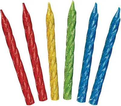 Produktbild von 12 bunte Tortenkerzen glitzernd