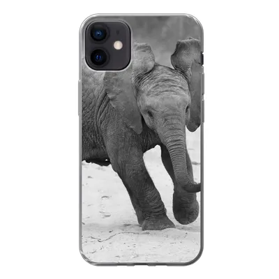 Produktbild von MuchoWow® Handyhülle Schutzhülle Hülle für iPhone 12 mini Elefant - Baby - Tiere - Kröte - Schwarz und weiß Silikon Softcase Handy Hülle - Bild