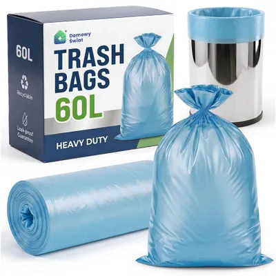 Produktbild von Blaue Müllsäcke, Klassisch, Robust, Universell Einsetzbar, 60 L, 1 Rolle
