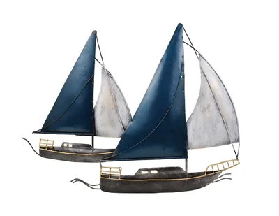 Produktbild von Wanddeko Schiff Segelboot Metall Segel Boot Maritim Deko Hänger Skulptur Figur