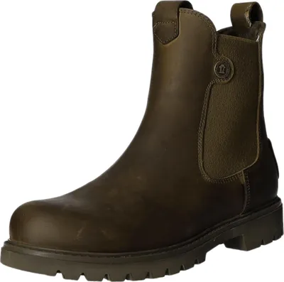 A single brown Chelsea boot is shown against a white background.