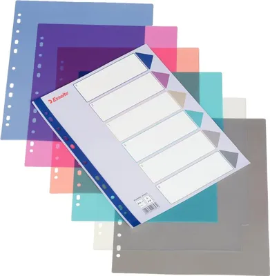 Produktbild von Esselte PP A4 Maxi Trennblätter 6pcs Mix Farben (20647)