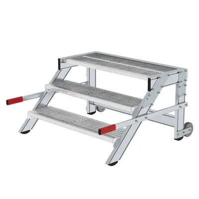 Produktbild von MUNK Arbeitspodest fahrbar Stahl-Gitterrost 1000mm Stufenbreite 3 Stufen