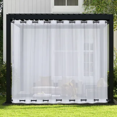 Produktbild von Outdoor Vorhang Extra Breit Transparent Gardinen Wasserdicht mit Oben und Unten Ösen für Terrasse Pavillon, B180xH244cm