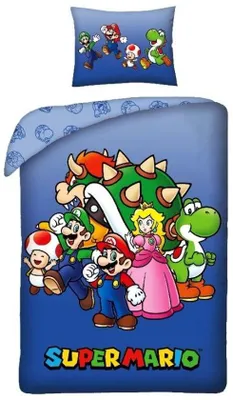 Produktbild von Unyqoos® Super Mario Bettwäsche-Set 140 x 200 cm – 1x Bettbezug + 1x Kissenbezug 65 x 65 cm, 100% Polyester, offizielles Merchandise, maschinenwaschbar 40 °C