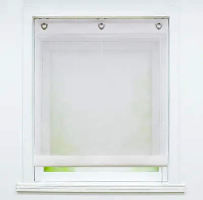 Produktbild von Delien Raffrollo ohne Bohren Küche Raffgardinen mit Haken Landhaus Ösenrollo Leinen Halbtransparent Weiß BxH 60x140 cm