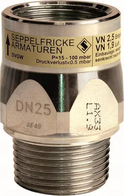 Immagine prodotto di Seppelfricke Gasströmungswächter Typ K universal, AG/IG DN25, 4m³/h DN25 V-Gas: 4,0