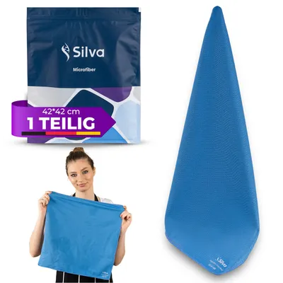 Produktbild von Silva Hochwertige Mikrofasertücher - Streifenfreie Fenster- und Spiegelreinigung, Küche & Magisches Reinigungstuch - Blau