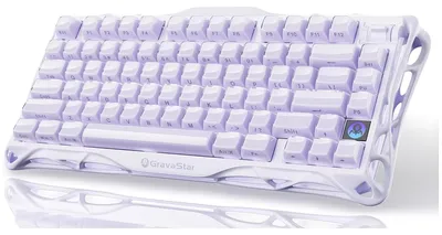 Produktbild von GravaStar Mercury K1 Mechanische Tastatur mit Aluminiumrahmen, 75% Wireless Gaming QWERTY US, ,RGB Tri-Mode, PBT-Tastenkappen, 8000mAh - Lila