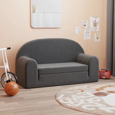 Produktbild von "SALE 2026"Kinder-Schlafsofa - elegantes Design - Sofa Baby/Kinder Sofa - 2-Sitzer Anthrazit Weicher Plüsch DE573039 - Kindersofas