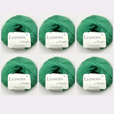 Produktbild von 6x Leonora by Permin – Edles Seide-Wolle-Mohair-Garn (24 sportsgrün)