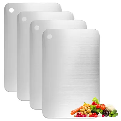 Zdjęcie produktu dla Deska do krojenia ze stali nierdzewnej, wymiar 30 x 20 cm, zestaw 4 sztuk, do użytku w kuchni