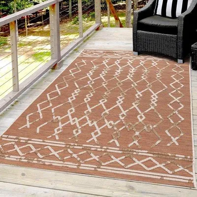 Immagine prodotto di Tappeto da esterno resistente alle intemperie con effetto 3D Boho Terra 80 x 150 cm per interni ed esterni