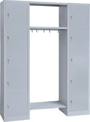 Produktbild von Schließfachgarderobe Fächerschrank Garderobe mittig 10 Fächer Lichtgrau 525520