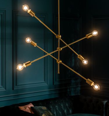 riess-ambiente Elegante Hängelampe VARIATION 128cm gold mit sechs schwenkbaren Leuchten Hängeleuchte Lampe