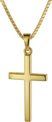 trendor 75412 Kreuz 26 mm Gelbgold 333 / 8 Karat mit vergoldeter Halskette 1