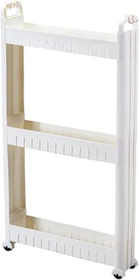 Immagine prodotto di Carrello portaoggetti a 3 ripiani, 10 cm di larghezza, mobile, in plastica, per cucina e bagno