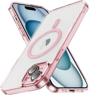 Produktbild von Magnetisch Klare Hülle für iPhone 15 Plus, Kompatibel mit MagSafe, Hybrid Stoßfeste Handyhülle Pink