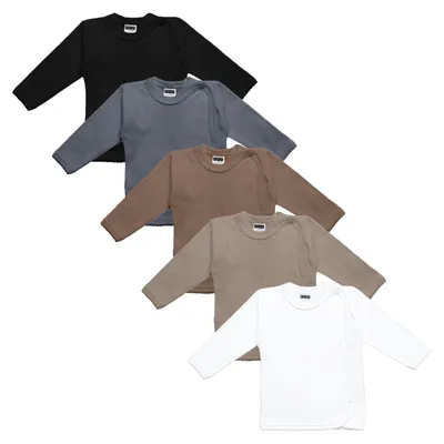 Produktbild von MEA BABY Unisex Baby Wickelshirt Langarm, 100% Baumwolle im 5er Pack. Für Mädche