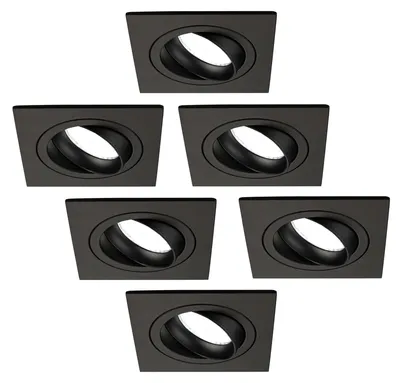 Produktbild von Ledvion 6er Set LED Einbaustrahler Schwarz 3W dimmbar Kaltweiss