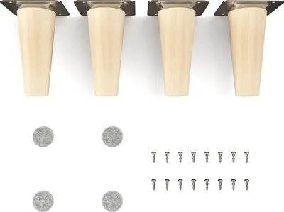 Produktbild von 4x sossai Holzfüße rund - gerade Ausführung 10cm Buche Naturbelassen