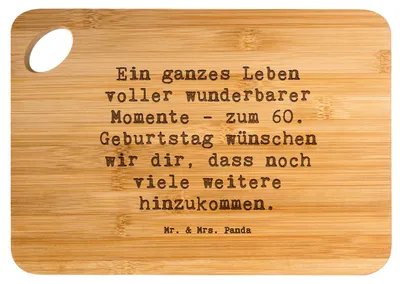 Produktbild von Mr. & Mrs. Panda Brett Spruch 60. Geburtstag Momente - Transparent - Geschenk, holzschneidebrett, Happy Birthday, vesperbrettchen, unvergesslich, Geschenke für, Holzbrett