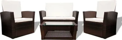 Obrázek produktu pro vidaXL 4dílná zahradní lounge souprava s polštáři Poly ratan hnědá