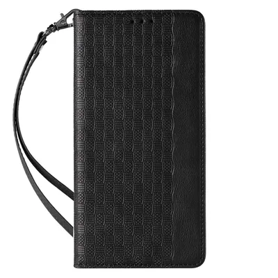 Produktbild von Magnetische Hülle mit Kartenfach für iPhone 12 - Schwarzes Etui mit Mini-Trageschlaufe