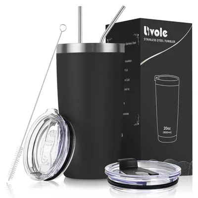 Thermobeker 600 ml, doppelwandig isoliert, Edelstahl, schwarz