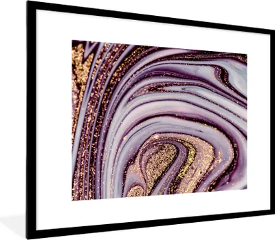 Produktbild von MuchoWow® Gerahmtes Poster Marmor - Rosa - Gold - Glitter - Marmoroptik - Luxus 80x60 cm - Poster mit Schwarzem Bilderrahmen Wandposter Rahmen Foto Bilder - Schlafzimmer-Dekorationen - Fotoposter