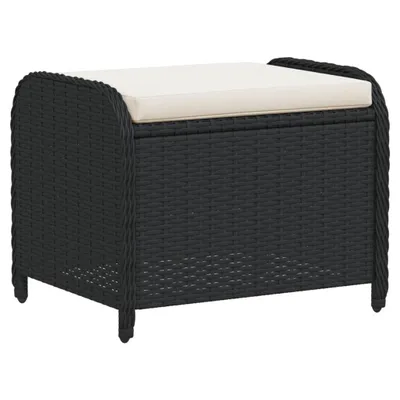 Immagine prodotto di Sgabello Giardino con Cuscino Nero 58x46x46 cm in Polyrattan