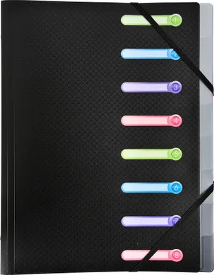 Produktbild von Exacompta 10x Ordnungsmappe PP 500µ Gummizug 3Klappen 8Fächer A4 sortiert 56180E