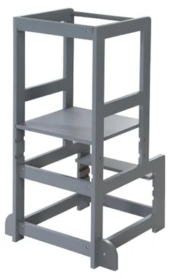 Obrázok produktu pre Montessori lezecká veža – Bezpečná stúpačka pre deti – Ideálna ako pomocník v kuchyni – Nosnosť do 80 kg – Drevo, farba antracit