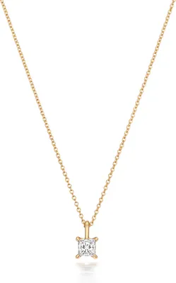 Produktbild von Funkelndes Feuer Elegante 18 Karat (750) Gold Diamant Anhänger mit Kette Prinzessschliff 0.19 Karat G - VS - 46cm; TRS3737818KY