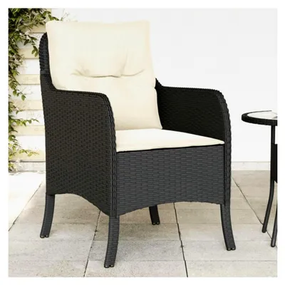 Produktbild von Gartenstühle mit Kissen, 2 Stück, schwarz, aus Poly-Rattan