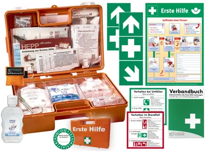 Produktbild von Verbandskoffer (K) Typ CN -INKL. 90° ARR. -Komplettpaket- Erste Hilfe DIN 13157 (Betriebe) INKL. Hygiene-Gel + Notfallbeatmung + Aushang + Aufkleber