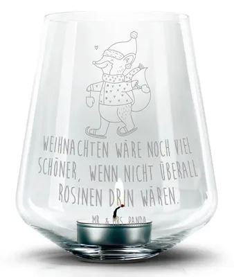 Produktbild von Mr. & Mrs. Panda Glas Windlicht Fuchs  Schlittschuhe - Transparent - Geschenk, Tannenbaum, Weihnachtsbaum, Weihnachtsmann, Weihnachten, Laterne, Teelichthalter, Winter