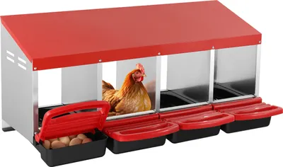 Obrázok produktu pre VEVOR hniezdny box pre kurčatá, 4 priehradky, 15 až 30 palcov, Pevný kovový hniezdny box odolný proti korózii so šikmými hniezdami, spodnými otvormi a odpočívadlom, montáž