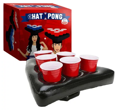 Produktbild von Beer Pong-Spiel, 2 aufblasbare Hüte, 12 Becher, 2 Bälle, für Party