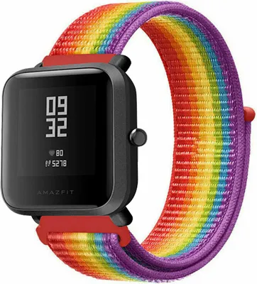 Produktbild von Strap-it Xiaomi Amazfit Bip Armband Nylon (Regenbogen)