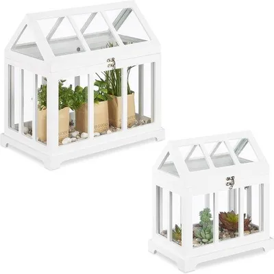 Productafbeelding van Famanu Mini-kas set, 2 stuks, voor vensterbank - Glas, wit