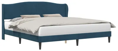 Produktbild von vidaXL Bettrahmen mit Kopfteil Blau 200 x 200 cm Samt
