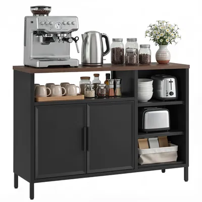 Produktbild von Küchenschrank Unterschrank, Sideboard Aufbewahrungsschrank mit Türen, 108 x 40 x 76 cm, Schwarz