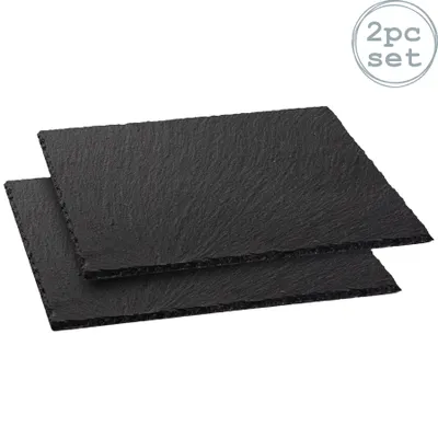 Produktbild von Argon Ta Quadratische Servierplatten aus Schiefer - 33 cm - 2er-Pack