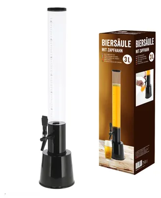 Produktbild von Biersäule mit Zapfhahn Kunststoff H85cm 3,5l Fassungsvermögen Trinksäule Biertower Getränkebehälter Partyzubehör Bierspender mit Skalierung Männergeschenk
